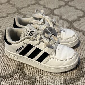 Adidas Kids White and Black Striped Sneakers